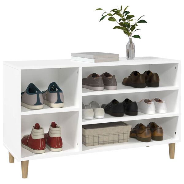vidaXL Shoe Cabinet White Engineered wood, solid eucalyptus wood Medium