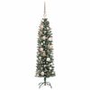 vidaXL Artificial Slim Christmas Tree Green and White 47.24 in