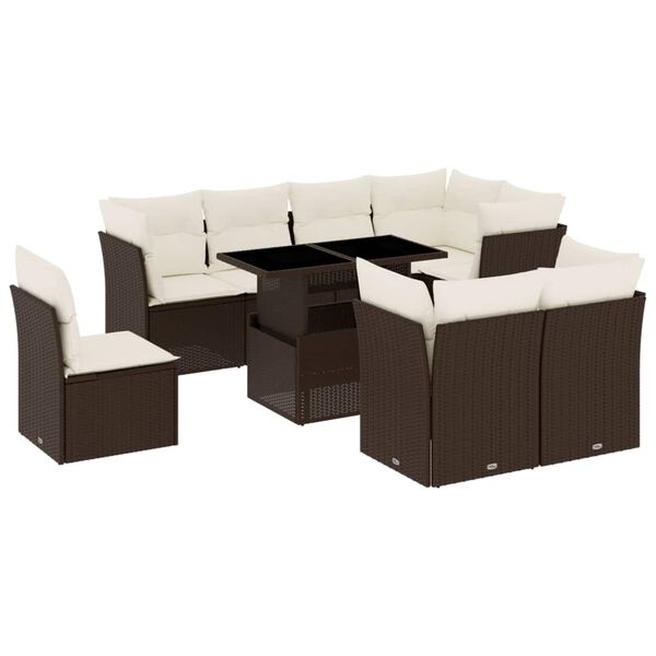 vidaXL Garden Sofa Set Brown, Cream white