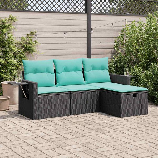 vidaXL Garden Sofa Set Black