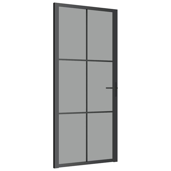 vidaXL Interior Door 36.6"x79.3" Black ESG Glass and Aluminum