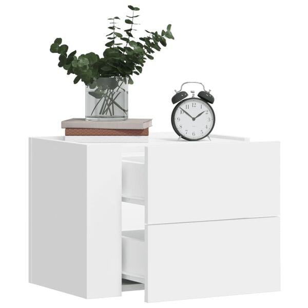 vidaXL Wall-mounted Bedside Cabinet Set of 2 White Engineered wood Small
