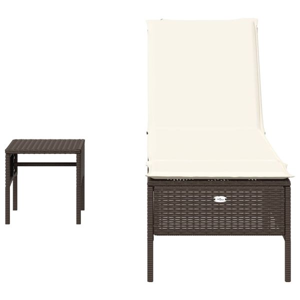 vidaXL Sun Lounger Set of 2 Brown PE rattan Large