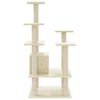vidaXL Cat Tree Cream Engineered wood, plush, sisal Medium Durable