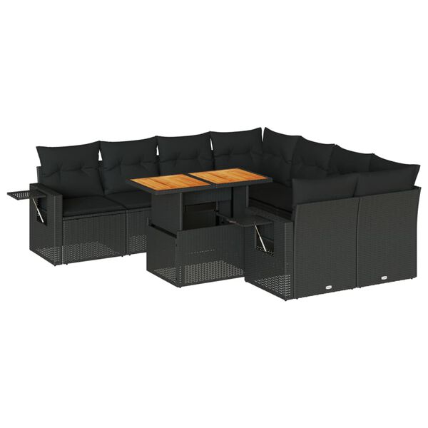 vidaXL Garden Sofa Set Black
