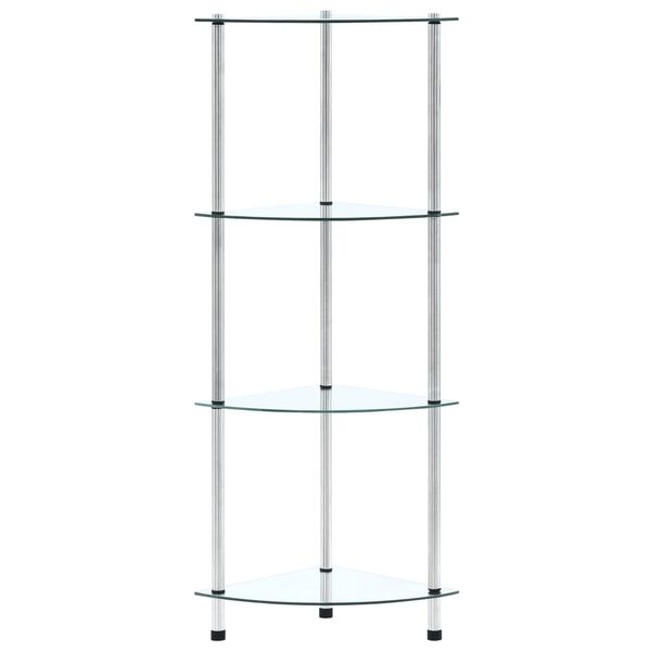 vidaXL Shelf Transparent Tempered Glass and Stainless Steel