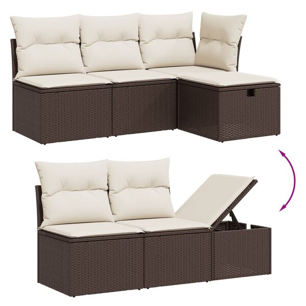 vidaXL Garden Sofa Set Brown Poly Rattan and Powder-Coated Steel Modular