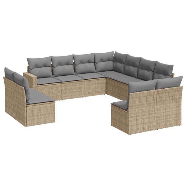 vidaXL Garden Sofa Set Beige PE rattan Large Modular Garden Sofa Set