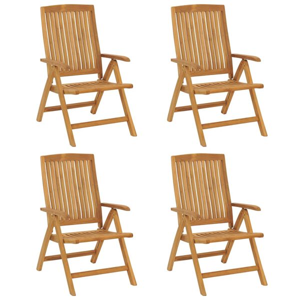 vidaXL Reclining Patio Chairs with Cushions 4 pcs Solid Wood Teak