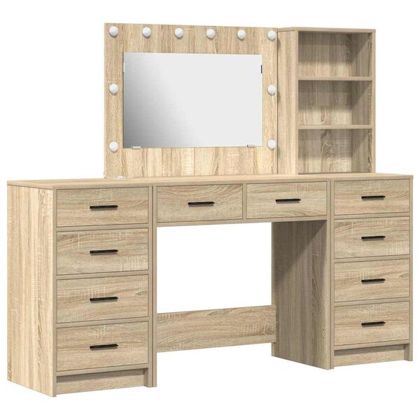 vidaXL Dressing Table with Drawer 3 pcs Sonoma Oak Engineered Wood