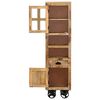 vidaXL Highboard with Wheel 15"x11.8"x56.3" Solid Rough Mango Wood