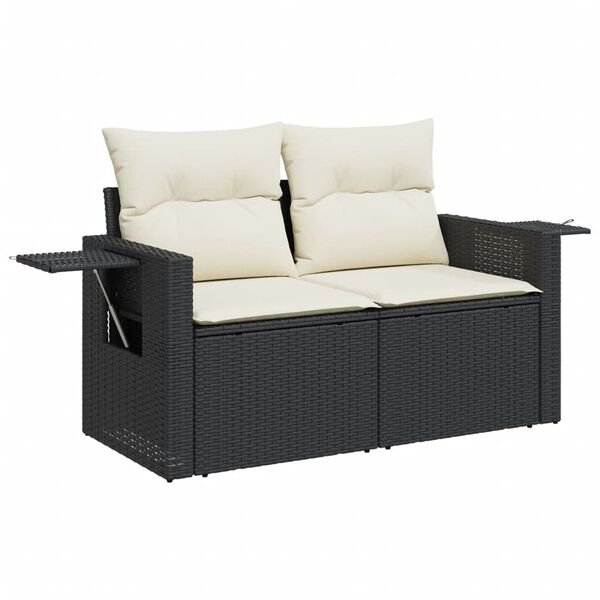 vidaXL Garden Sofa Set Black and Cream White