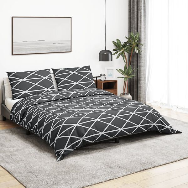 vidaXL Duvet Cover Set Grey 100% Cotton King Lightweight