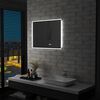 vidaXL Bathroom Mirror Silver Glass, Aluminum 31.5 x 23.6 in Lights