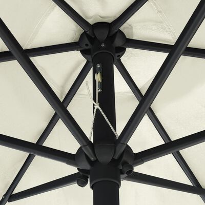 vidaXL Parasol with LED Lights and Aluminum Pole 106.3" Sand White