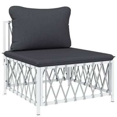 vidaXL 11 Piece Patio Lounge Set with Cushions White Steel