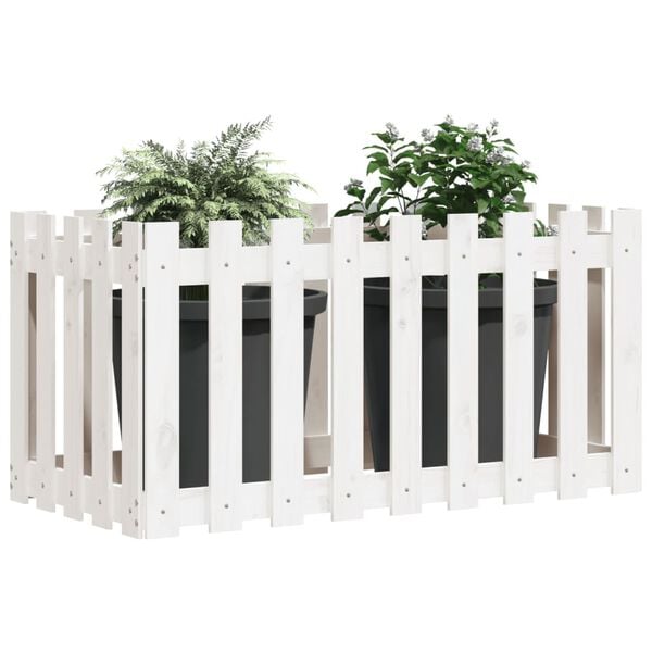 vidaXL Garden Raised Bed White Solid Pine Wood 39.4x19.7x27.6 in