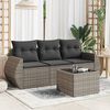 vidaXL 4 Piece Patio Sofa Set with Cushions Gray Poly Rattan