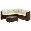 vidaXL Patio Sofa Set Set of 5 Brown, Cream