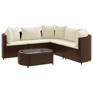 vidaXL Patio Sofa Set Set of 5 Brown, Cream