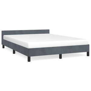 vidaXL Bed Frame With Headboard Dark grey Velvet, plywood, engineered wood