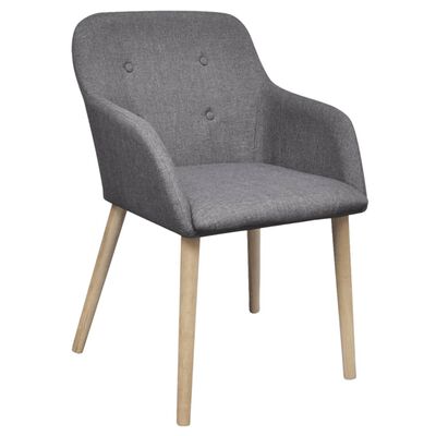 vidaXL Dining Chairs 4 pcs Light Gray Fabric and Solid Oak Wood