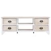 vidaXL TV Cabinet White and Natural Wood Solid Paulownia Wood, MDF Medium