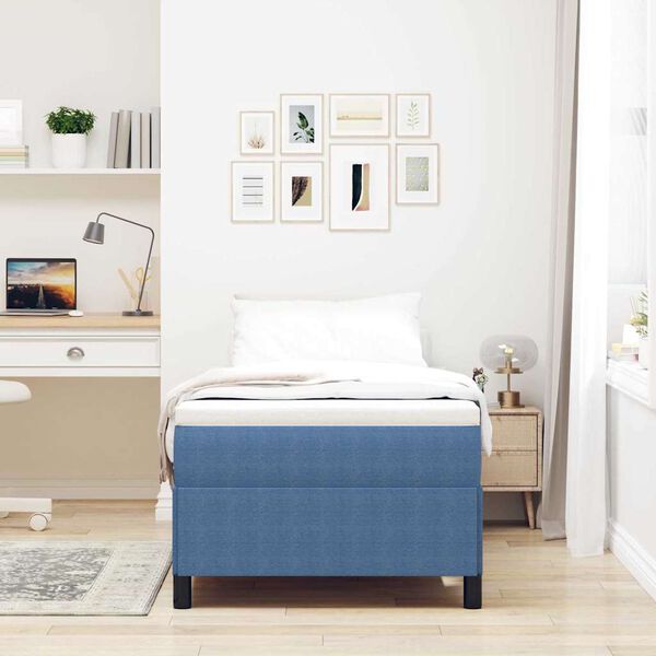 vidaXL Bed Frame Blue 35.4" x 78.7" Corduroy fabric