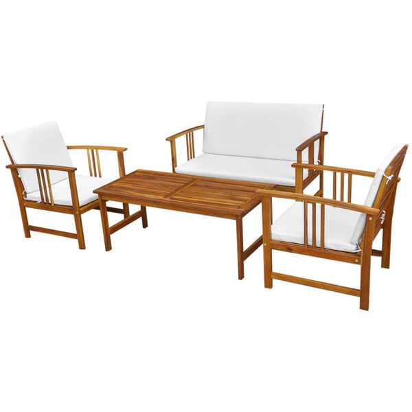 vidaXL Garden Table And Chairs Brown Solid Acacia Wood Medium
