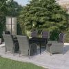 vidaXL Garden Dining Set Light Grey Powder-coated steel, PE rattan Large
