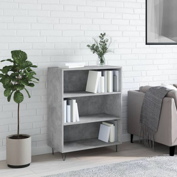 vidaXL Bookcase Concrete Grey Engineered Wood, Metal Medium Bookcase