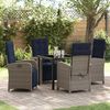 vidaXL Garden Dining Set with Cushion 5 pcs Grey Poly Rattan
