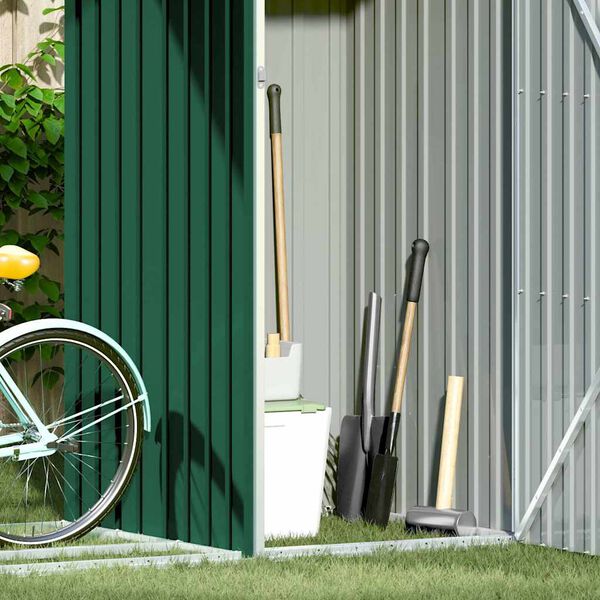 vidaXL Garden Shed Green Galvanized Steel Large Garden Shed