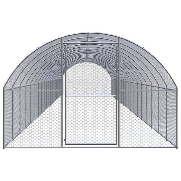 vidaXL Chicken Coop Silver Galvanized Steel 9.8x65.6x6.6 ft Durable