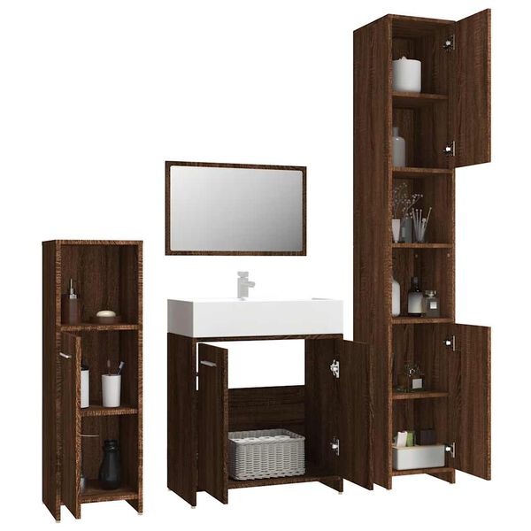 vidaXL Bathroom Furniture Set Brown Oak Engineered Wood