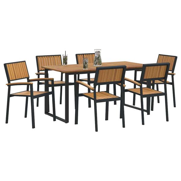 vidaXL Garden Dining Set 7 pcs Black and brown