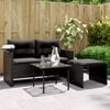 vidaXL Garden Sofa Set Black PE rattan, powder-coated steel, tempered glass