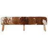 vidaXL Bench Brown and white Real goat leather, solid mango wood 63 in