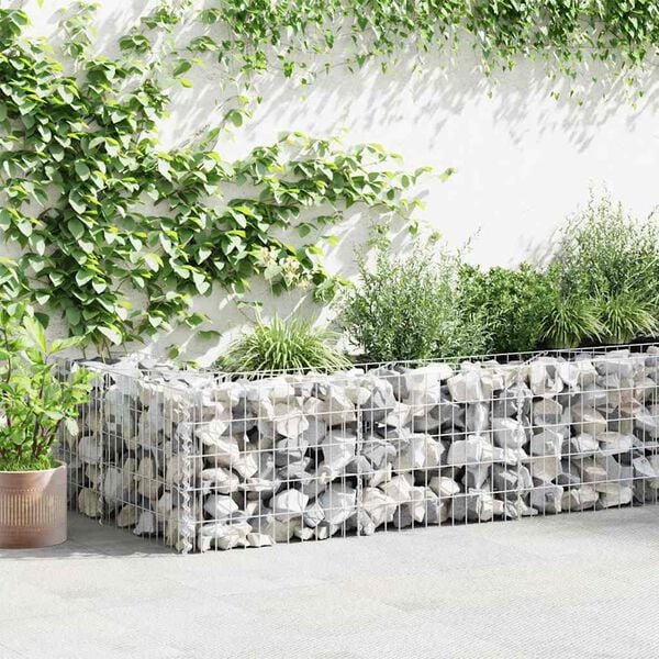 vidaXL Gabion Wall with Covers Galvanized Steel 236"x19.7"x19.7"