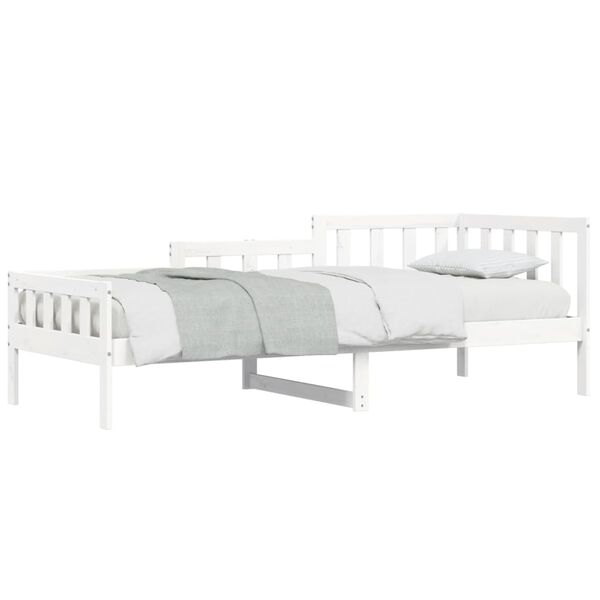 vidaXL Day Bed White Solid pine wood Twin Day Bed Rectangular Modern