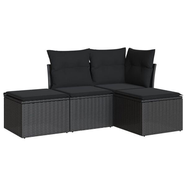 vidaXL Garden Sofa Set Black