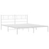 vidaXL Metal Bed Frame White Powder-Coated Steel Double Storage