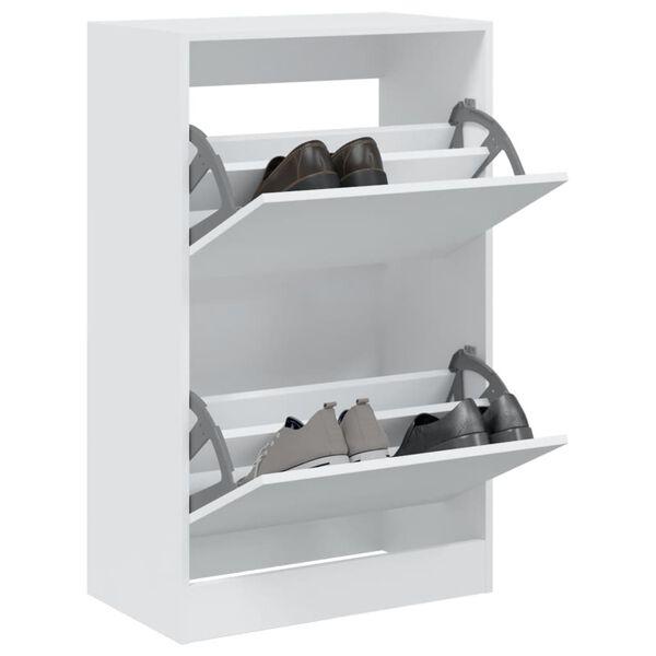 vidaXL Shoe Cabinet White Engineered Wood Compact Shoe Cabinet