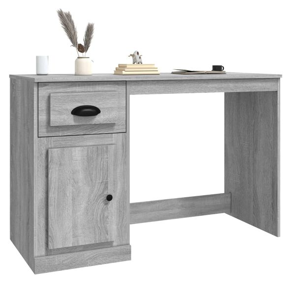 vidaXL Desk Grey Sonoma Engineered Wood Medium Desk Rectangular