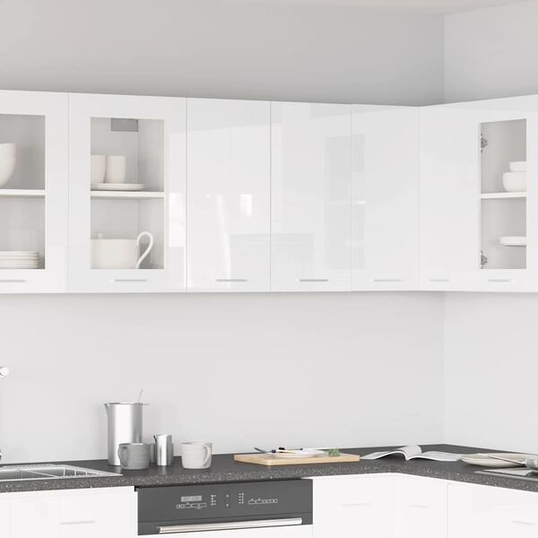 vidaXL Hanging Cabinet High Gloss White Engineered Wood Hanging Cabinet
