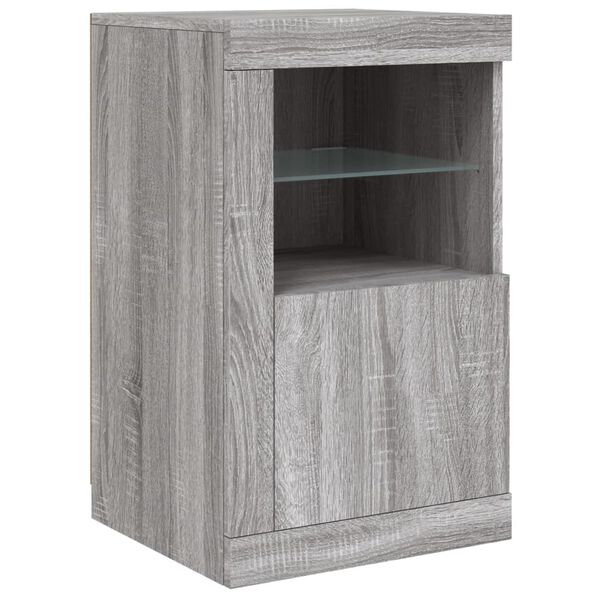 vidaXL Side Cabinet Gray Sonoma Engineered wood, Glass Medium