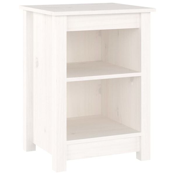 vidaXL Bedside Cabinet Set of 2 White Solid Pine Wood