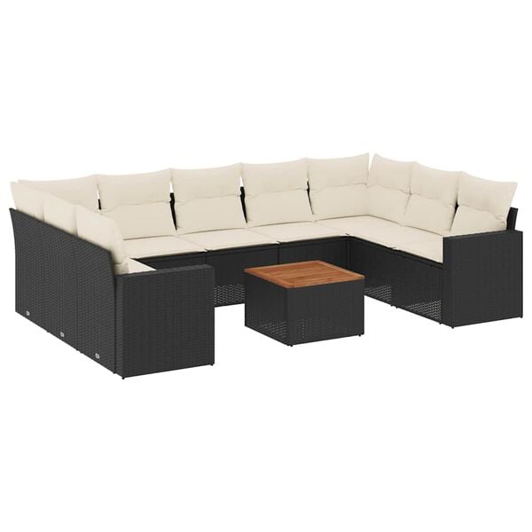 vidaXL Garden Sofa Set Black PE Rattan Large Modular Garden Sofa Set