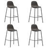 vidaXL Bar Chair Set of 4 Dark Grey Polyester fabric, Powder-coated metal