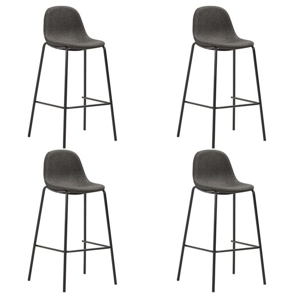 vidaXL Bar Chair Set of 4 Dark Grey Polyester fabric, Powder-coated metal